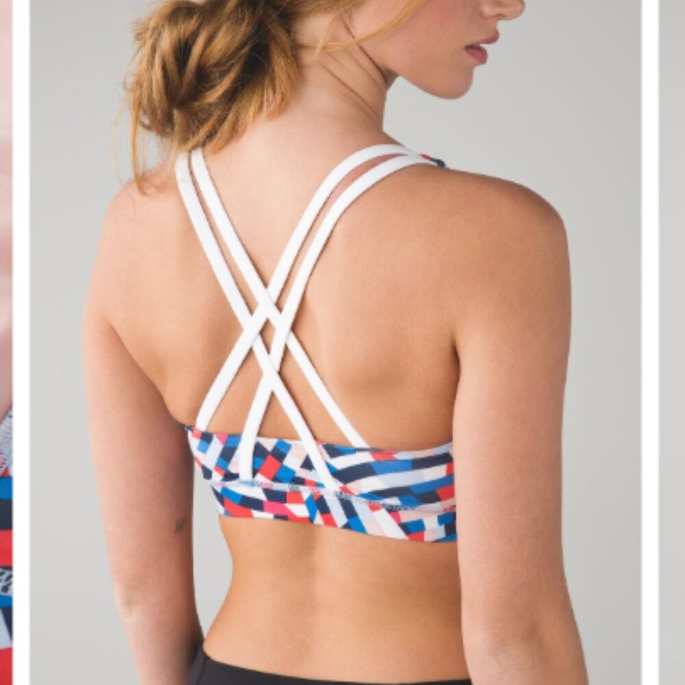 Lululemon Energy Bra Capoeira Multi / White Yoga Athleisure Exercise Sports Bra
